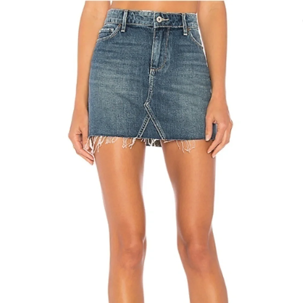 Paige Alethea Raw Hem Mini Denim Skirt